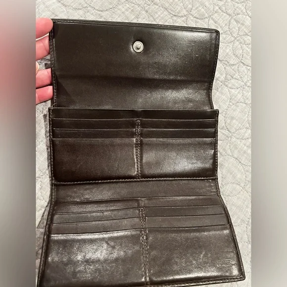 Coach Brown Logo Tri-fold wallet Used - Picture 8 of 10